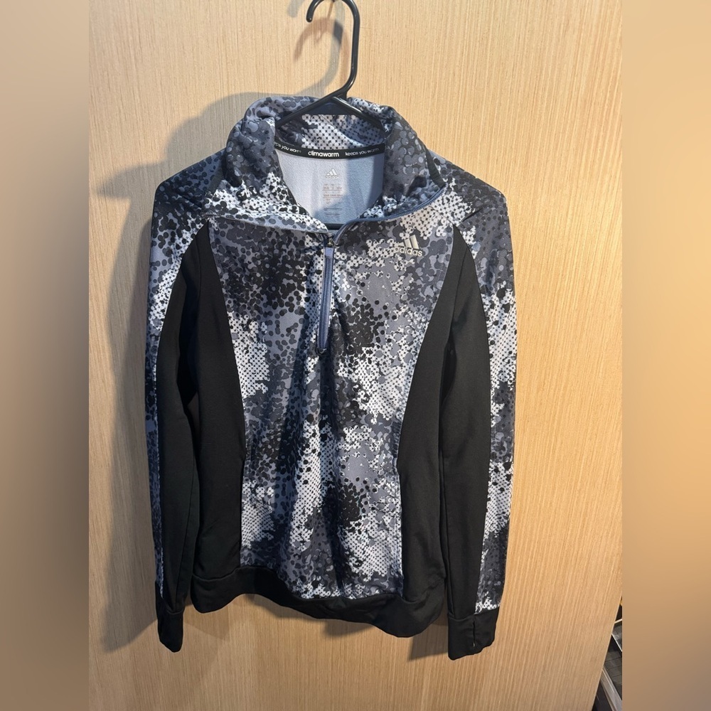 Adidas Climawarm Black and Gray Quarter Zip Jacket Size Small